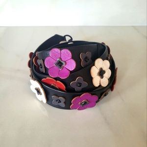 Rebecca Minkoff Handbag Guitar Floral Applique Shoulder Strap Black Multi